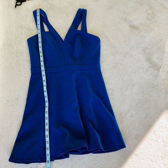 NWOT BCBGMAXAZRIA Alexia Sapphire Blue Stappy V-Neck Mini Dress - Picture 10 of 14